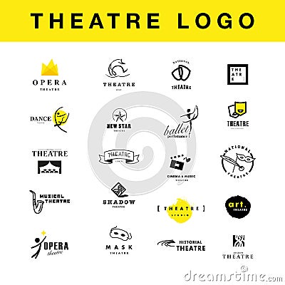 Vector theatre and ballet perfomance logo template design collection. Vector Illustration