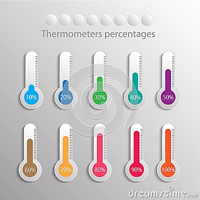 vector thermometers with percentages on white Vector Illustration