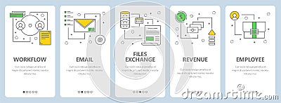 Vector thin line flat design project management concept vertical banners Vector Illustration