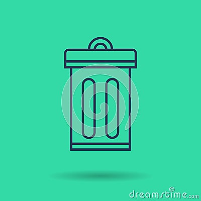 Green linear icon - Eco city - trash can Vector Illustration