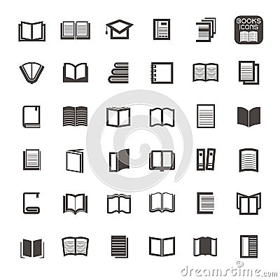 Vector thin line icons book on white background Vector Illustration