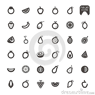 Vector thin line icons fruit on white background Vector Illustration