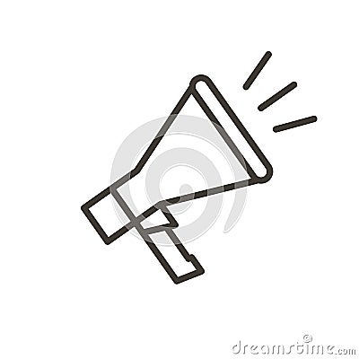 Vector thin line megaphone icon for news, advertising, communication, business, presentations, protests or sound subjects Vector Illustration