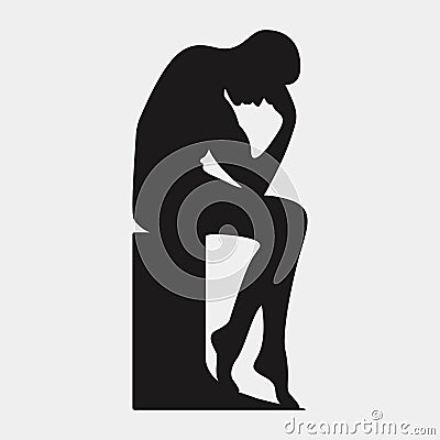 Thinker silhouette vector Vector Illustration