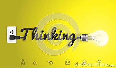 Vector thinking concept with creative light bulb i Vector Illustration