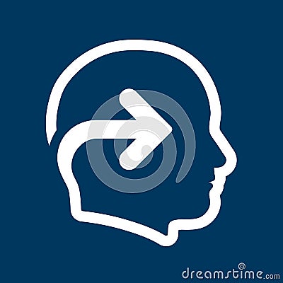 Vector of thinking head with arrow icon Vector Illustration