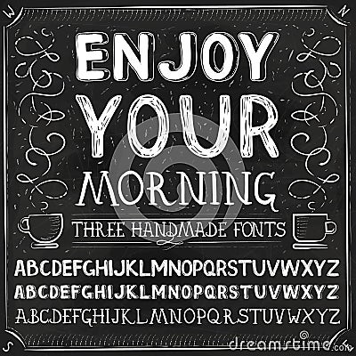 Vector Three Hand Drawn Fonts Vector Illustration