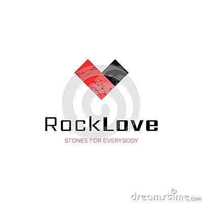 Vector three slabs logo with marble texture in the shape of heart, rock and gem company symbol design template Vector Illustration