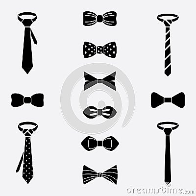 Vector tie and bow icons set Vector Illustration