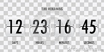 Vector time remaining count down flip board with scoreboard of day, hour, minutes and seconds Vector Illustration