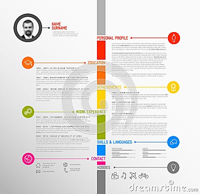 Vector timeline minimalist cv / resume template Vector Illustration