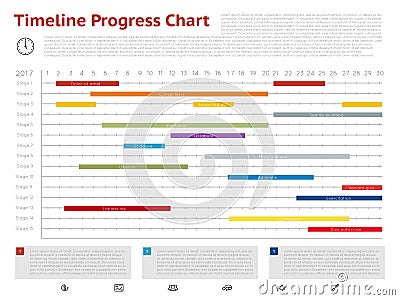 Vector timeline progress graph, gantt chart of project Vector Illustration