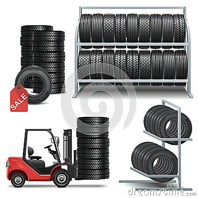 Vector Tire Shop Icons Vector Illustration
