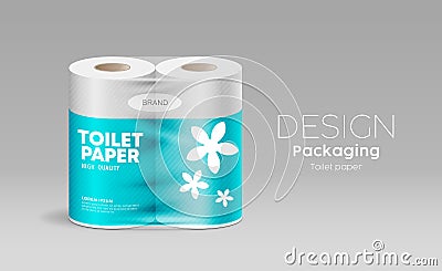 Vector Toilet paper plastic packaging roll template colorful design Vector Illustration