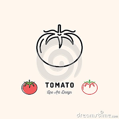 Vector Tomato icon Vegetables logo. Thin line art design Vector Illustration
