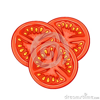 Vector tomato slices isolated on white background. Vector Illustration