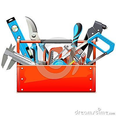 Vector Toolbox with Hand Tools Vector Illustration