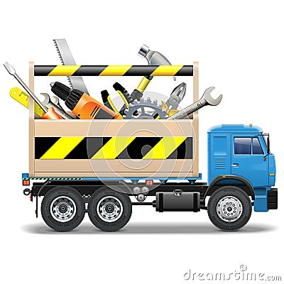 Vector Toolbox and Truck Vector Illustration