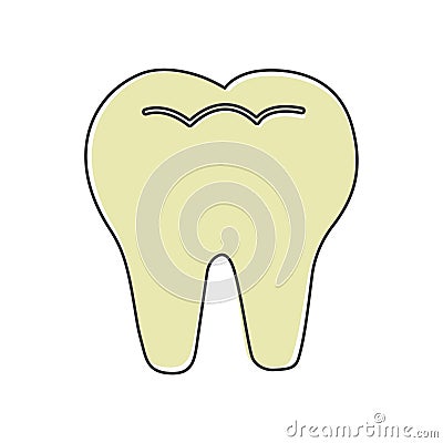 Vector tooth icon. Dentistry illustration cartoon style on white isolated background Vector Illustration