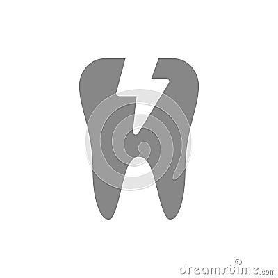 Vector toothache gray icon. Cracked tooth symbol Vector Illustration