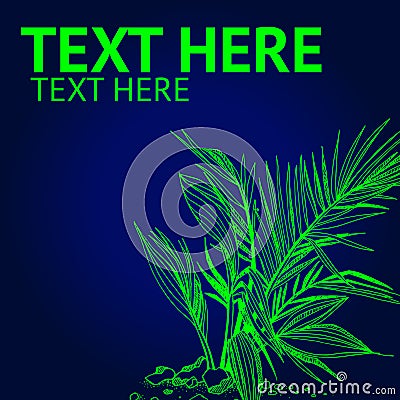 Vector topical palm on blue Vector Illustration