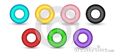 Vector torus set with gradients and shadow for game, icon, package design, logo, mobile, ui, web, education. 3d donut on Vector Illustration
