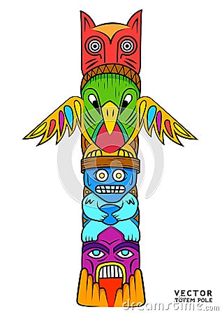 Vector Totem Pole Vector Illustration