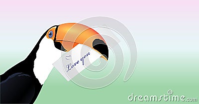 Vector Toucan head with Valentine card Vector Illustration