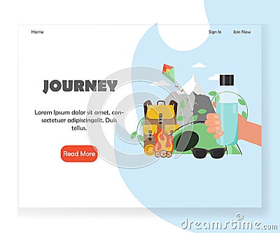 Vector tour agency website landing page design template Vector Illustration