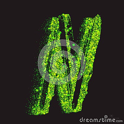 Vector Toxic Font 001. Letter N Vector Illustration