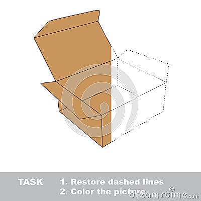 Vector trace game. Brown opened empty box to be colored. Vector Illustration
