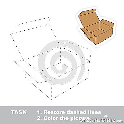Vector trace game. Brown opened empty box to be traced. Vector Illustration