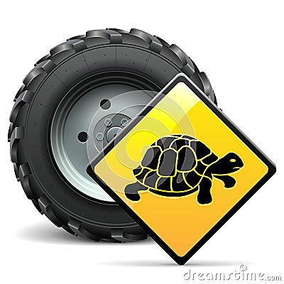 Vector Tractor Wheel with Sign Vector Illustration