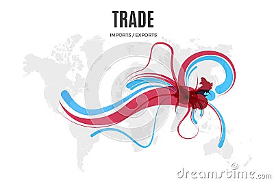 Vector trade infographic template. Color import and export map for your illustration or presentation Vector Illustration