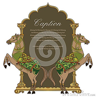 Vector traditional horse shield design / logo Vector Illustration