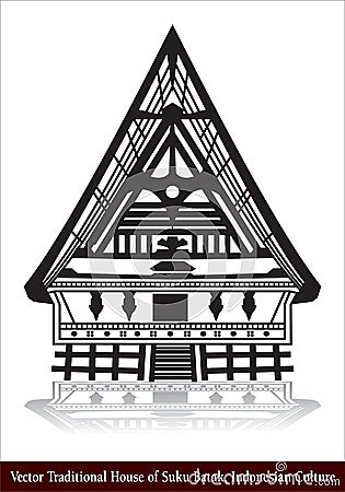 Rumah Adat Batak Vector Traditional House of Suku Batak, Indonesian Culture Vector Illustration