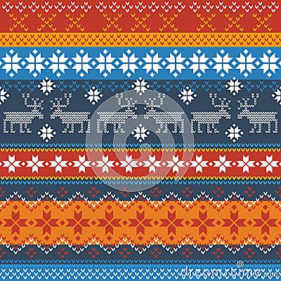 Vector Traditional Norwegian pattern with reindeer Vector Illustration