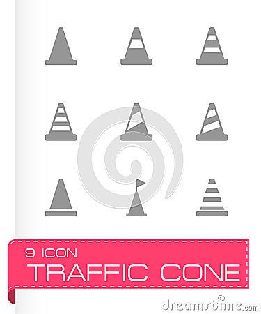 Vector traffic cone icon set Vector Illustration