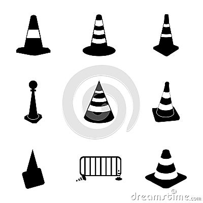 Vector traffic cone icons set Vector Illustration