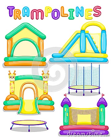 Vector trampolines set Vector Illustration