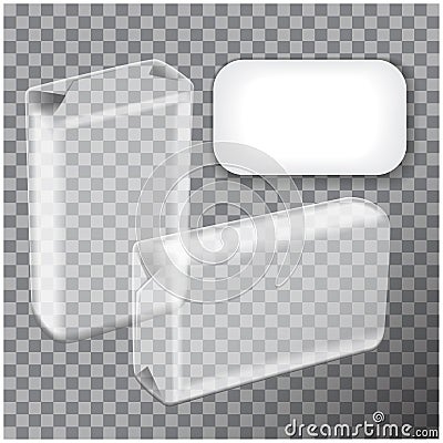 Vector transparent foil box soap. Realistic vector mock up of the soap Vector Illustration