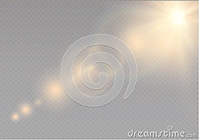 Vector transparent sunlight special lens flare light effect. Sun flash with rays and spotlight. Vector Illustration