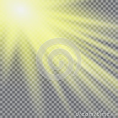 Vector transparent sunlight special lens flare light effect. Sun flash with rays and spotlight Vector Illustration