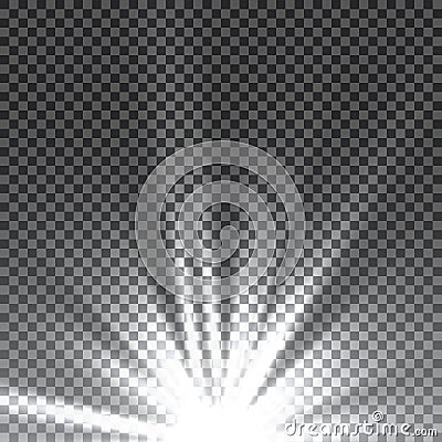 Vector transparent sunlight special lens flare light effect. Sun flash with rays and spotlight Vector Illustration