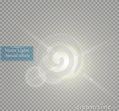 Vector transparent sunlight special lens flare light effect. Sun flash with rays and spotlight Vector Illustration