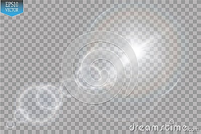 Vector transparent sunlight special lens flare light effect. Sun flash with rays and spotlight Vector Illustration