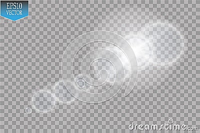 Vector transparent sunlight special lens flare light effect. Sun flash with rays and spotlight Vector Illustration
