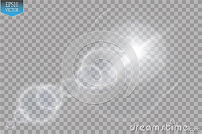 Vector transparent sunlight special lens flare light effect. Sun flash with rays and spotlight Vector Illustration