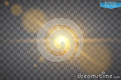 Vector transparent sunlight special lens flare light effect. Sun flash with rays and spotlight Vector Illustration