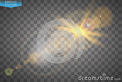 Vector transparent sunlight special lens flare light effect. Sun flash with rays and spotlight Vector Illustration